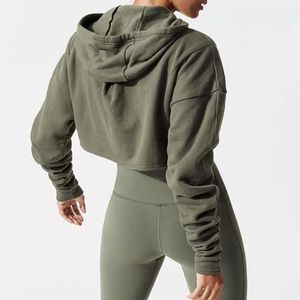 Sudadera con capucha extragrande para mujer, con logo personalizado, al por mayor, estilo urbano, de forro polar con cremallera, sudaderas cortas para chicas, corte holgado - Product Image 3