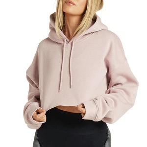 Personalizado 100% algodón Mujer Casual suelta Fitness Wear traje mujer Crop Top Sudadera con capucha con pieza de las mujeres Fitness Basics algodón mezclado - Product Image 1