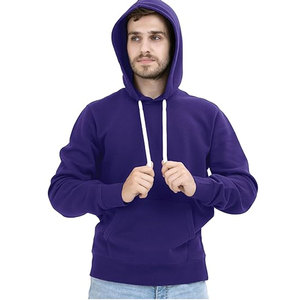 Regular Fit Dark <b>Purple</b> Color Pullover Regular Fit Hoodie Fleece Classic Quality Heavyweight Winter Streetwear Hot Sale Hoodies - Product Image 1