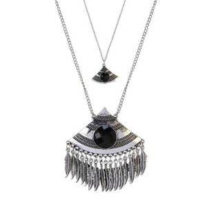Urthn 2-Layer <b>Chain</b> <b>Necklaces</b> Silver Plated with Crystal Stone 1110506C - Product Image 1