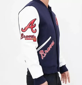 100% coton Logo personnalisé hiver Baseball Varsity veste hommes surdimensionné Style décontracté couvert bouton fermeture haute rue support OEM - Product Image 2