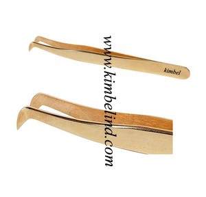 Pince à épiler professionnelle KIMBEL pour extension de cils Volume rond Pointe en fibre d'acier inoxydable Pince à épiler personnalisée 12cm Antistatique et durable - Product Image 1