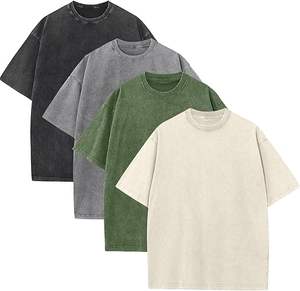 เสื้อยืดวินเทจสำหรับผู้ชายเสื้อลำลองแขนสั้นทรงหลวมไซส์ใหญ่เสื้อยืดลายทึบ - Product Image 1