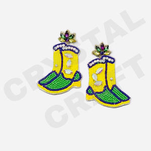 Pendientes colgantes verdes para botas, recién llegados, cuentas hechas a mano transfronterizas, oro, moda creativa para fiestas, estilo cristiano - Product Image 5