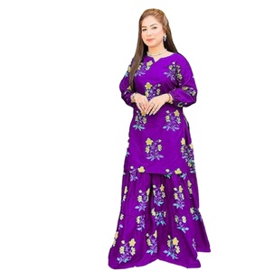 Lo último 2024, Camisa confeccionada con estampado de bloques Shararas a precio mayorista, vestido informal para mujer pakistaní en tela de calidad - Product Image 1