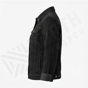 Veste en jean pour homme, vente chaude, vêtements d'hiver, couleur unie, logo personnalisé sur le devant, service personnalisé de haute qualité - Product Image 3