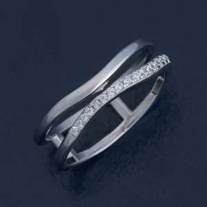 Bague en argent 92,5 plaqué or rose et rhodium avec technologie d'incrustation, or blanc tendance 181002 pour fiançailles - Product Image 1