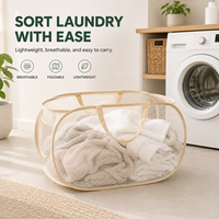 Panier à linge pliable en maille respirante, panier de rangement pour vêtements, organisateur léger et portable pour salle de bain et chambre à coucher