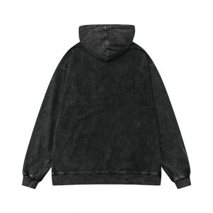 Sweat à capuche vintage délavé avec logo personnalisé pour hommes 100% coton Col à capuche Techniques de lavage à l'acide Brodé de haute qualité - Product Image 2