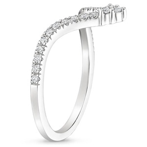 Pave Lab Grown Diamond Deep Curve Bride Ring 14K Oro sólido Anillo de apilamiento Enhancer Minimalista Chevron Nesting Wedding Band Mujeres - Product Image 4