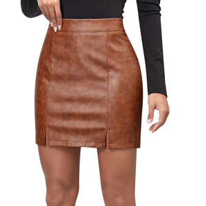 Jupe en cuir PU pour femme, style court, extensible, sexy, pour clubbing, vente en gros de jupes en cuir printemps-automne - Product Image 2
