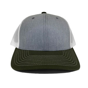 Moda diaria atemporal y llamativa, camionero de gorra de malla blanca/gris brezo estructurada en dos tonos ajustable, hecha en Vietnam - Product Image 1