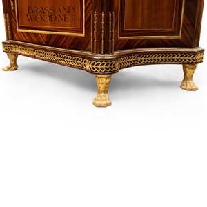 Meuble à chaussures de style Empire de luxe avec plateau en marbre haut de gamme, élégant grain de bois d'acajou et décor de pieds en laiton doré à griffes de lion - Product Image 6