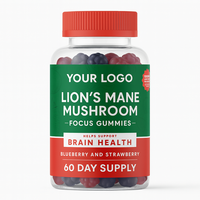 Gummies aux champignons Lion's Mane pour la santé du cerveau, la concentration, la mémoire et le soutien immunitaire, complément alimentaire HealthGlow