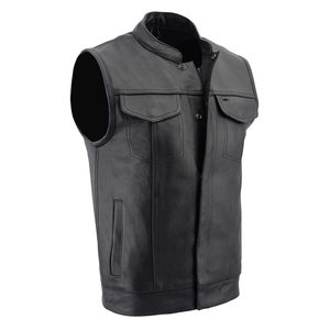 Chaleco de motorista de nuevo diseño para hombre, talla grande, tejido de lana de cuero Reversible a la moda, ropa exterior larga transpirable para invierno - Product Image 3