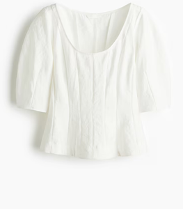 Robes pour femmes de qualité standard Top Peplum à col rond structuré blanc pour la vente à l'exportation dans le monde entier - Product Image 2