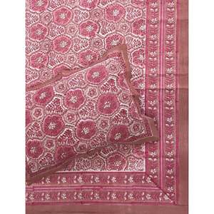 Hand Block Printed Cotton King Size Double Bedsheet <b>Pillow</b> Cover Quality Plain Style Fitted Sheet for Bedroom Use for Hotels - Product Image 1