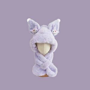 Bonnet d'hiver en laine mélangée tricoté à la machine, chaud et douillet, avec oreilles, pour femmes et filles, style Kawaii Sanrio Kuromi Melody, idéal pour le ski, les activités de plein air et les voyages. - Product Image 5