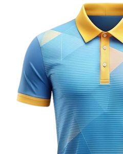 Polo homme personnalisé, bleu ciel, jaune, imprimé géométrique, manches courtes, t-shirt de golf, polyester respirant, vêtements décontractés, OEM personnalisé - Product Image 3