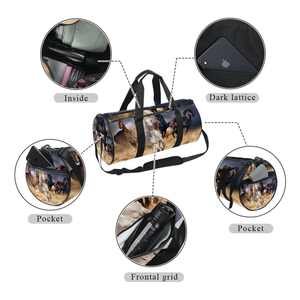กันน้ํากีฬากระเป๋า Duffle ผู้หญิงวันหยุดสุดสัปดาห์ยิมกระเป๋าโลโก้ที่กําหนดเองสีชมพูสีม่วงสีดําสีฟ้าไหล่ที่กําหนดเองสีเทาสไตล์ - Product Image 2