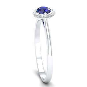 Anillo REYES Elegance de Plata de Ley 925 con Moissanita Certificada GRA, Halo Oculto, Gema de Zafiro Azul Natural, Joyería Fina - Product Image 3