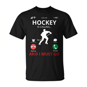 T-shirt en coton noir pour hommes, vêtements décontractés, Hockey Is Calling And I Must Go - Product Image 2