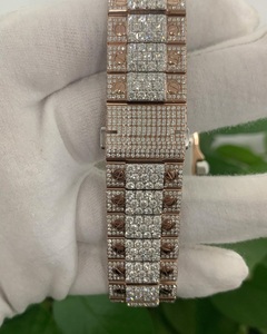 Different Shapes Studded Square Dial Iced Out <b>Watch</b> / Dual Color Tone Hip Hop Rapper Automatic <b>Wrist</b> Luxurious <b>Watch</b> - Product Image 5