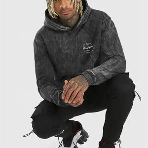 Novedad, Sudadera con Capucha de Estilo Vintage con Lavado Ácido, Diseño Personalizado de Etiqueta en el Cuello, 100% Algodón, Felpa Francesa, Hombros Caídos, Holgada, para Hombre - Product Image 2