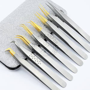 Pince à épiler pour extensions de cils en fibre de haute qualité, à pointe incurvée en forme de lune, avec prise diamantée à 45 degrés, outil d'isolation - Product Image 1