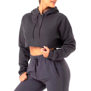 Sweat à capuche zippé décontracté pour femme avec capuche courte Techniques lavées pour l'entraînement et l'hiver/l'été - Product Image 4