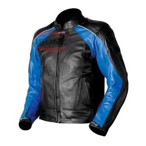 Veste en cuir noir vintage pour moto en cuir de vachette avec bandes blanches, protection CE et version simple - Product Image 5