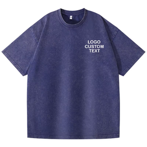 T-shirt en coton 100% décontracté, tricoté, délavé à l'acide, broderie de logo, sérigraphie, coupe ample pour hommes et femmes, t-shirt personnalisé de haute qualité - Product Image 3