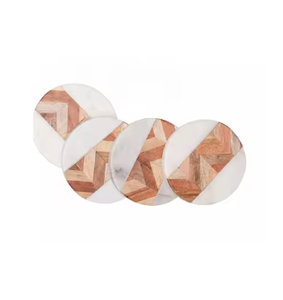 Dessous de verre en bois naturel et en pierre de marbre Design moderne Artisanat de luxe pour les maisons Cuisines Restaurants Vaisselle élégante Bas quantité minimale de commande - Product Image 6