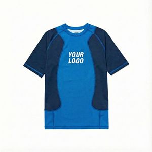 เสื้อรัดกล้ามเนื้อแขนสั้นสำหรับผู้ชาย พิมพ์ลายด้วยความร้อน ป้องกันแสงแดด UPF50 ผลิตจากโพลีเอสเตอร์ 100% น้ำหนัก 240 กรัม เหมาะสำหรับการฝึกซ้อมเป็นทีม - Product Image 1