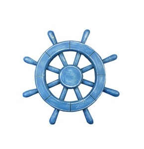 Antique Rustic Brown Vintage Nautical Ship Wheel Aged <b>Wooden</b> Brass <b>Clock</b> <b>Wall</b> Decor Pirate Gift - Product Image 4