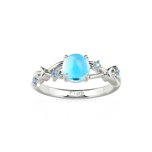 Bague Jeulia Twist Lune et Étoile en argent sterling avec pierre bleue - Product Image 3
