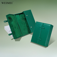WEIMEI Hersteller Doppeltür Grün Leder Schmucks cha tulle Organizer Aufbewahrung koffer Armband Ring Halskette Schmuck Vitrine