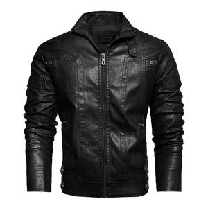 Blouson en cuir pour hommes vente en gros Bomber décontracté Zipper survêtement usine OEM - Product Image 4