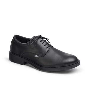 Calzado de trabajo flexible y antideslizante de calidad española, zapatos de hombre corporativos uniformes de cuero negro con cordones - Product Image 1