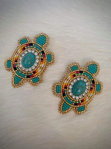 Pendientes de Diseño Veraniego Hechos a Mano con Cuentas Bordadas con Diseño de Pez, Elegantes, Modernos, de Primera Calidad, de la India - Product Image 2