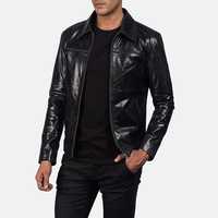 Chaqueta de Cuero para Hombre, Impermeable, Transpirable, para Motocicleta, Invierno, Talla Grande, con Cierre, Cuello Alto, Estilo Casual, Moda Urbana, Otoño, Negra