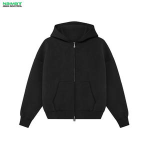 Sweat à capuche double zip personnalisé, coupe ample, 320 g/m², polyester/coton, uni, teinture unie, épaules tombantes, double couche, pour l'hiver - Product Image 3