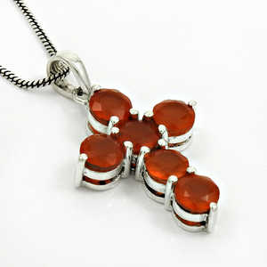Trendy Round Shape Carnelian Gemstone <b>Cross</b> <b>Pendant</b> Handmade 925 Solid Sterling <b>Silver</b> Plated Trendy Geometric Style Jewelry - Product Image 1
