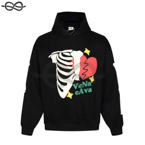 Top qualité 100% coton vêtements pour hommes sweats à capuche Denim Streetwear survêtements bouffée impression larmes à capuche pour hommes - Product Image 5