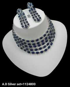 ENSEMBLE DE COLLIER DE MARIÉE EN DIAMANT AMÉRICAIN ET BOUCLES D'OREILLES CLASSIQUES ET DE HAUTE QUALITÉ ENSEMBLE DE BIJOUX DE MARIAGE POUR FEMMES DE STYLE CLASSIQUE - Product Image 2