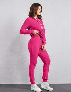 Conjunto de chándal con capucha OEM para mujer, chaqueta con cremallera completa, pantalones a juego, adecuado para actividades diarias al aire libre de talla grande - Product Image 6