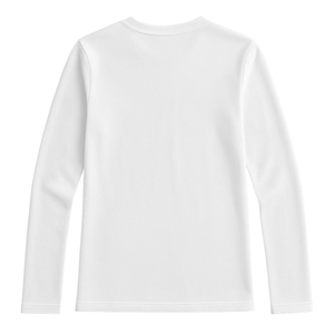 T-shirt blanc à manches longues et col rond pour femme, 100% coton biologique de luxe, pré-rétréci, certifié GOTS, coupe classique, doux et premium - Product Image 2