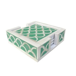 Sous-verres en os incrusté de haute qualité, forme carrée et multicolores, décoration pour la maison, le bureau et la table chez Address Crafts India - Product Image 4