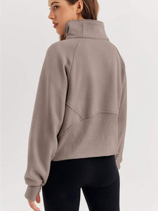 Nouveauté 2026 – Sweatshirts à demi-zip en molleton de haute qualité pour femmes, pull oversize à col roulé, faible MOQ - Product Image 6