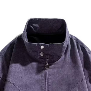 Veste en jean denim 2025 nouveauté violet hommes nouveau Style coton mode bleu hommes décontracté lavage à l'acide veste en jean avec Logo personnalisé - Product Image 3